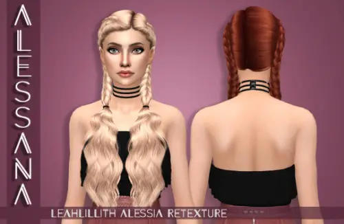 Alessana Sims: LeahLillith`s Alessia hair retextured for Sims 4