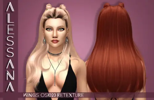 Alessana Sims: Wings OS1023 hair retextured for Sims 4