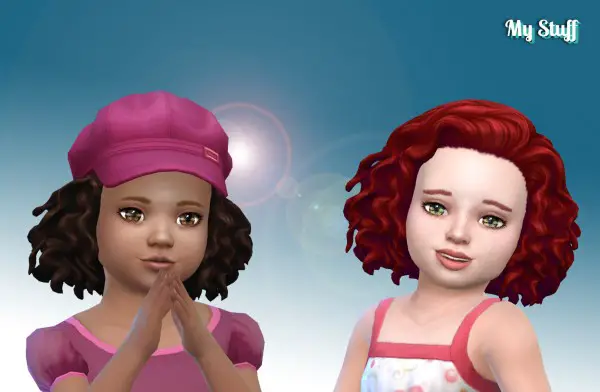 Mystufforigin: Medium Mid Curly for Toddlers for Sims 4