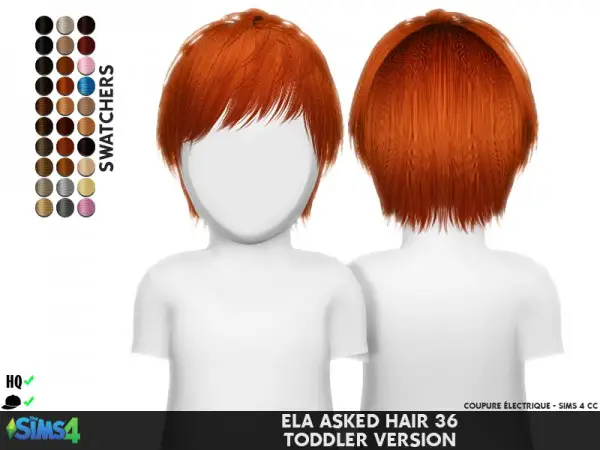 Coupure Electrique: Ela Asked hair retextured for Sims 4