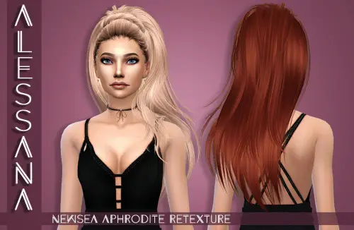 Alessana Sims: Newsea`s Aphrodite hair retextured for Sims 4