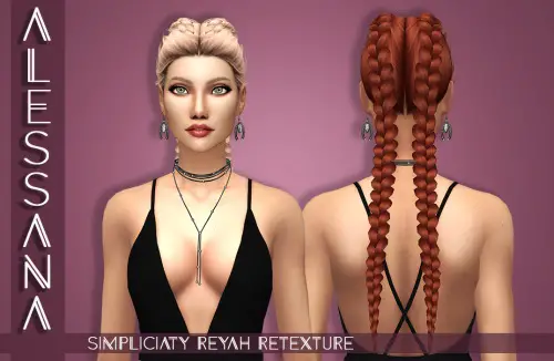 Alessana Sims: Simpliciaty`s Reyah hair retextured for Sims 4