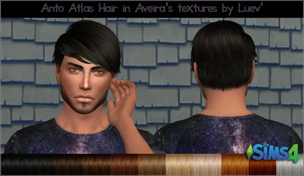Mertiuza: Anto`s Atlas hair retextured for Sims 4