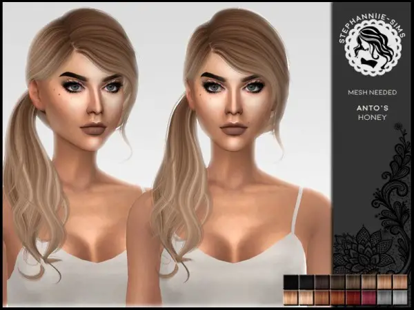 The Sims Resource: Anto`s Honey hair retextured by Stephanniie Sims for Sims 4