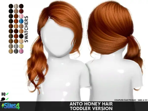 Coupure Electrique: Anto`s Honey hair retextured for Sims 4