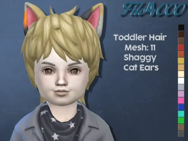 The Sims Resource: Shaggy Cat Ears Hair 11 retextured by for Sims 4