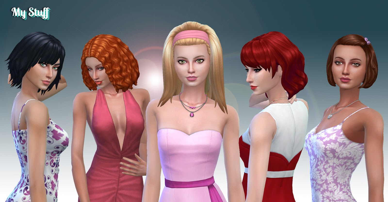 Mystufforigin: Medium Hair Pack 9 - Sims 4 Hairs