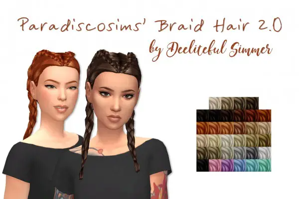 Deelitefulsimmer: Braid hair retextured 2.0 for Sims 4