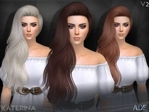 The Sims Resource: Katerina hair V2 by Ade Darma for Sims 4