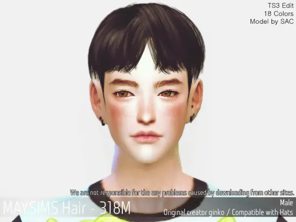 MAY Sims: MAY 318M hair retextured for Sims 4