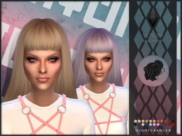 The Sims Resource: Venom hair by Nightcrawler for Sims 4