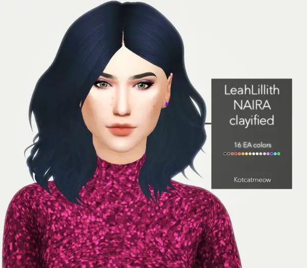 Kot Cat: Leahlillith`s Naira Hair Clayified for Sims 4