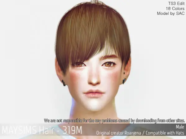 MAY Sims: MAY 319M hair retextured for Sims 4