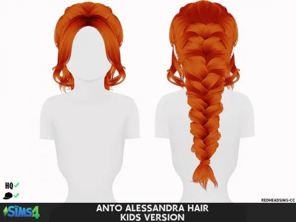 Coupure Electrique: Anto`s Alessandra hair retextured   Kids and Toddlers version for Sims 4