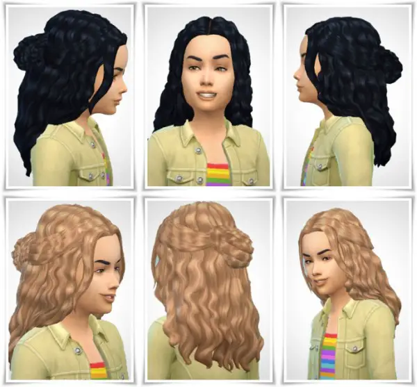 Birksches sims blog: Girlys Halfup Curls hair for Sims 4
