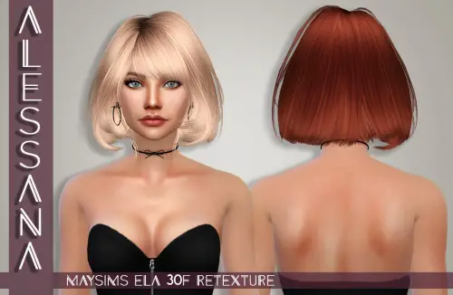 Alessana Sims: MaySims ELA 30F hair retextured for Sims 4