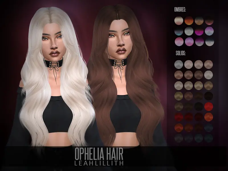 The Sims Resource: Ophelia Hair by Leah Lillith ~ Sims 4 Hairs