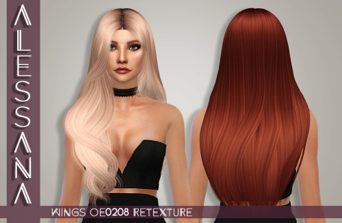 Alessana Sims: Wings OE0208 hair retextured for Sims 4