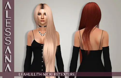 Alessana Sims: LeahLillith`s Nicki hair retextured for Sims 4