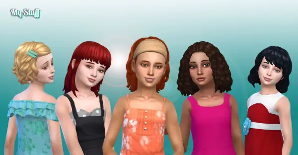 Mystufforigin: Girls Medium Hair Pack 9 for Sims 4