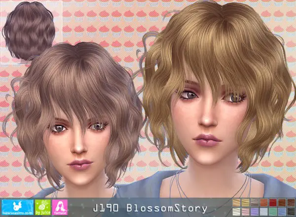 NewSea: J190 Blossom Story hair for Sims 4