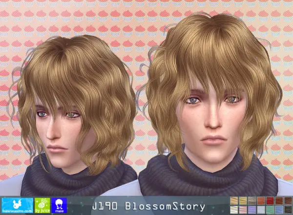 NewSea: J190 Blossom Story hair for him for Sims 4