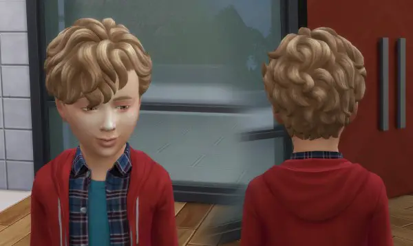 Mystufforigin: Mid Curly hai retextured for Boys for Sims 4