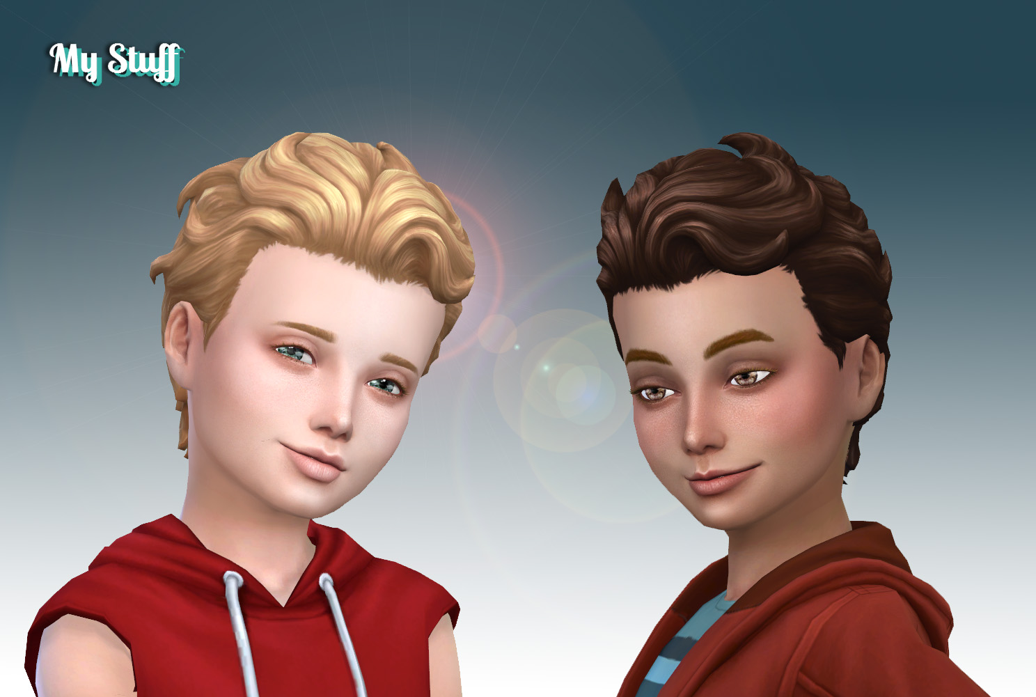 Mystufforigin: Swept Back Wavy for Boys - Sims 4 Hairs