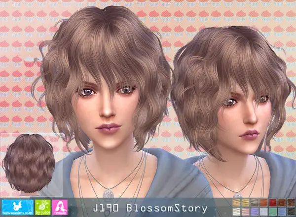 NewSea: J190 Blossom Story hair for Sims 4
