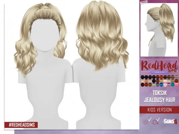 Coupure Electrique: Toksik Jealous hair retextured kids and toddlers version for Sims 4