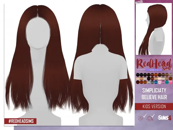  Coupure Electrique: Simplciaty`s Belive hair retextured kids version for Sims 4