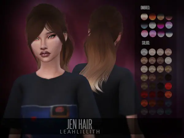 The Sims Resource: Jen Hair by LeahLillith for Sims 4