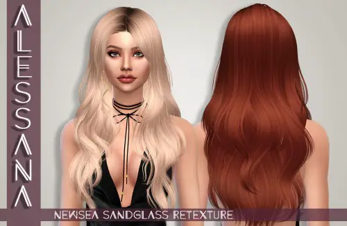 Alessana Sims: Newseas SandGlass Hair retextured for Sims 4