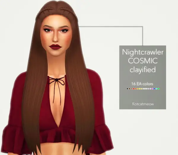 Kot Cat: Nightcrawler`s Cosmic Hair Clayified for Sims 4