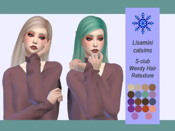 The Sims Resource: S club`s Wendy Hair Retextured by Lisaminicatsims for Sims 4