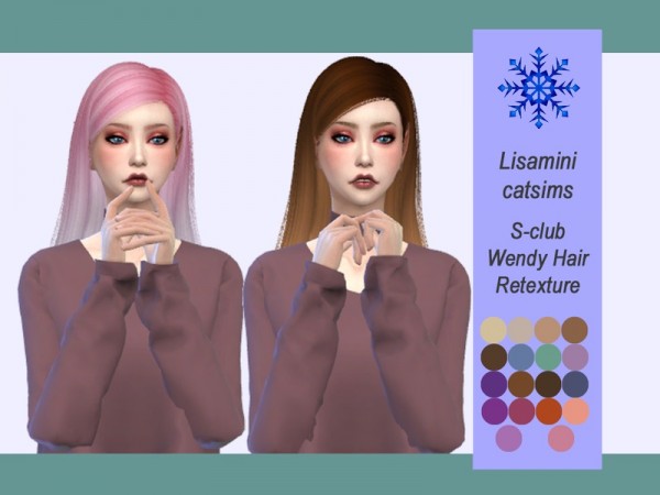 The Sims Resource: S club`s Wendy Hair Retextured by Lisaminicatsims for Sims 4