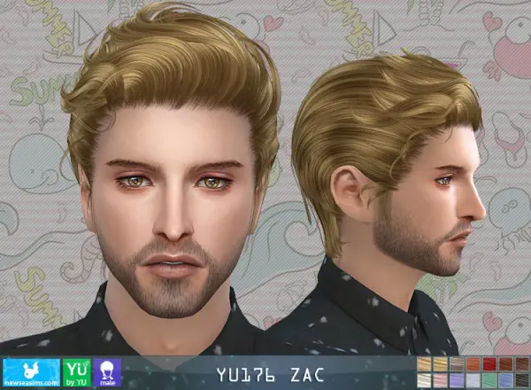 New Sea: JU 176 Zac hair for Sims 4