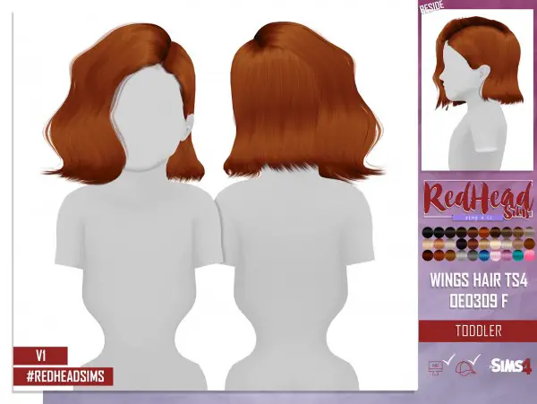 Coupure Electrique: Wings OE0309 F hair retextured toddlers version 1 for Sims 4