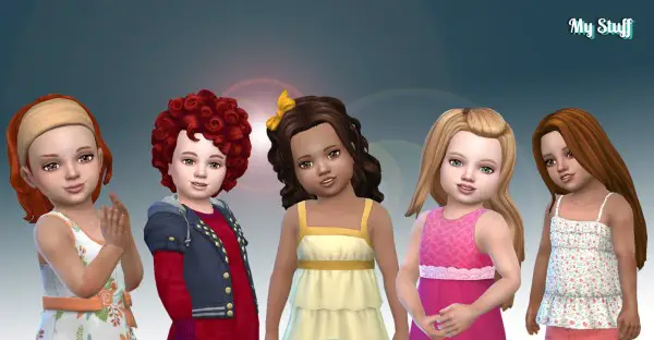 Mystufforigin: Toddlers Hair Pack 18 retextured for Sims 4