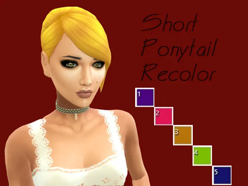 Simsworkshop: Short Ponytail hair recolored by LadyLorelai - Sims 4 Hairs