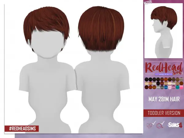 Coupure Electrique: MAY 281 hair retextured toddler version for Sims 4
