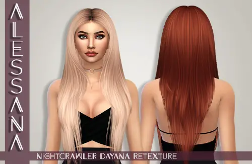Alessana Sims: Nightcrawler`s Dayana hair retextured for Sims 4