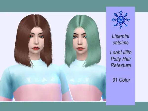 The Sims Resource: LeahLillith`s Polly hair retextured by Lisaminicatsims for Sims 4