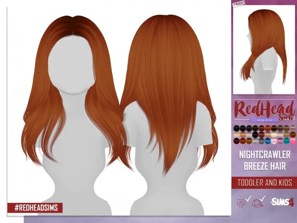 Coupure Electrique: Nightcrawler`s Breeze Hair Retextured   kids and toddlers version for Sims 4
