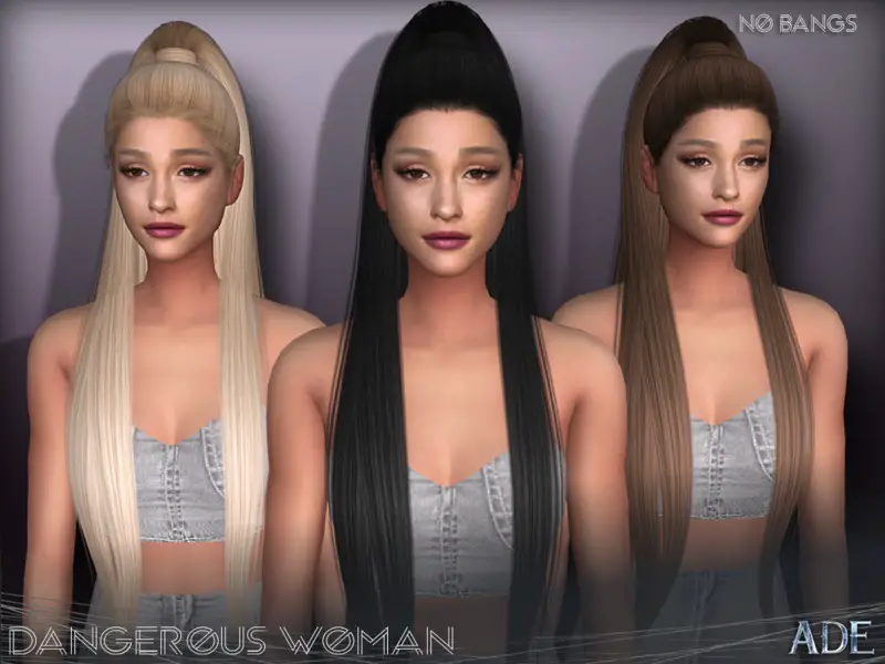 The Sims Resource Dangerous Woman Hair Without Bangs By Ade Darma