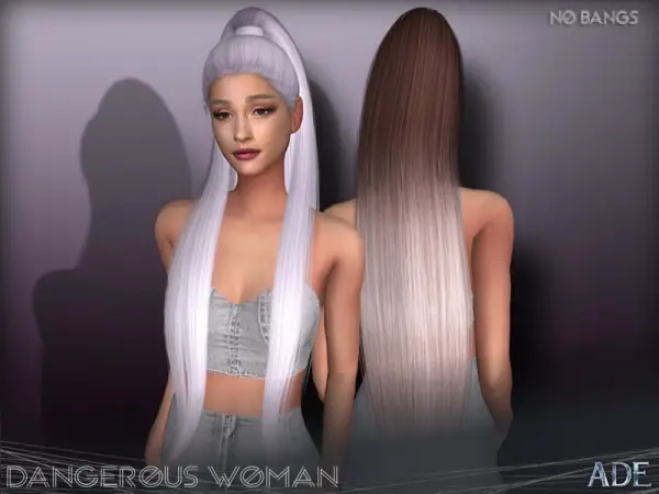The Sims Resource: Dangerous Woman hair Without Bangs by Ade Darma for Sims 4