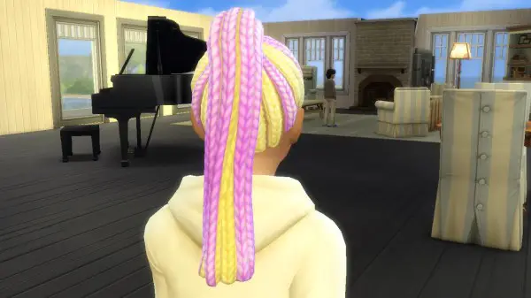 Mod The Sims: Multicolored Braided Ponytail by EmilitaRabbit for Sims 4