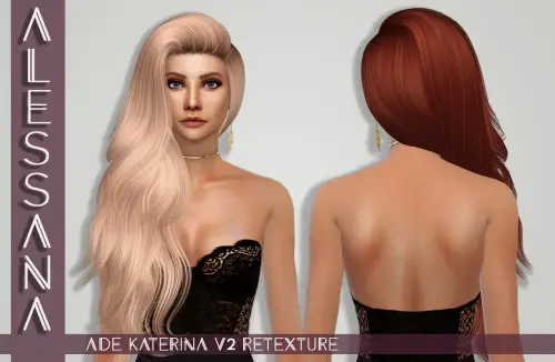 Alessana Sims: Ade Darma’s Katerina V2 hair retextured for Sims 4