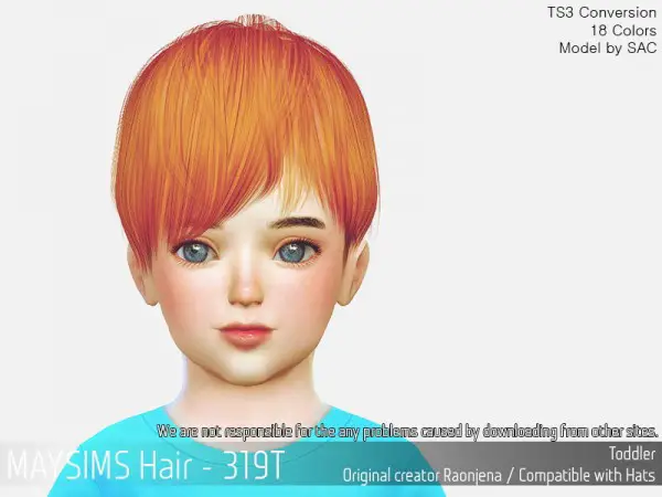 MAY Sims: MAY 319T hair retextured for Sims 4