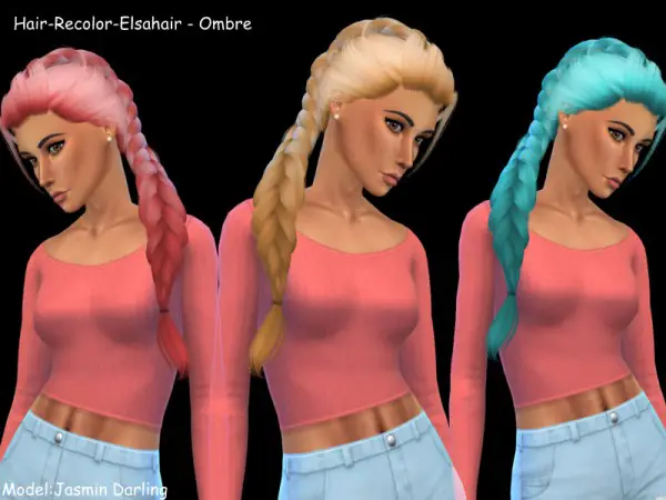 The Sims Resource: Elsa Look hair recolored by Naddiswelt for Sims 4